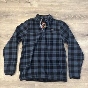 686 Six Eight Six Tioga Fleece Pullover Orion Blue Plaid M2WLAY04 Mens Medium